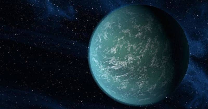 Kepler 22b Foto con nubes en su Atmósfera
