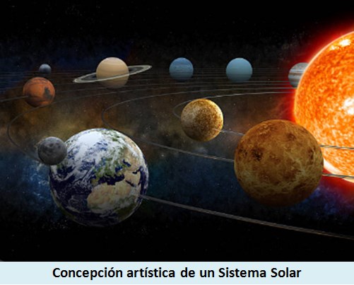 Concepción artística de un sistema solar